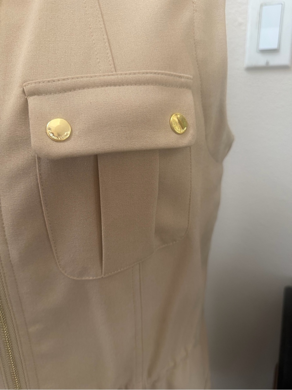 Calvin Klein Sleeveless Khaki Utility Shift Dress - Picture 3 of 7